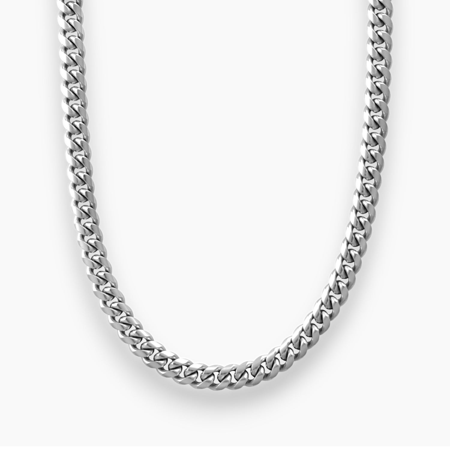 Mens silver cuban store link chain necklace