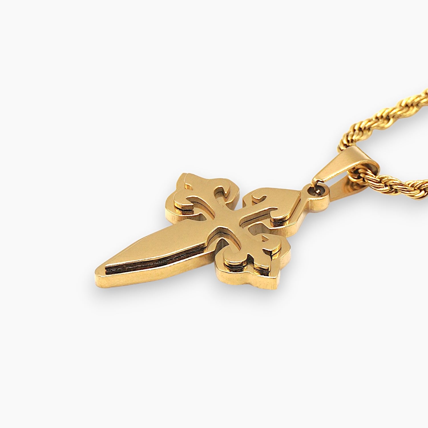 gold budded cross pendant