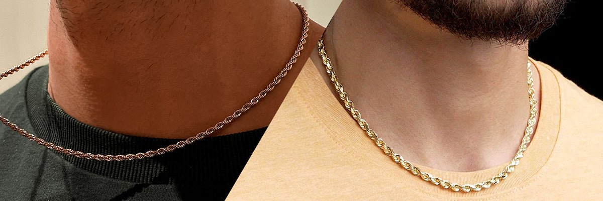 3mm and 5mm rope chain in gold