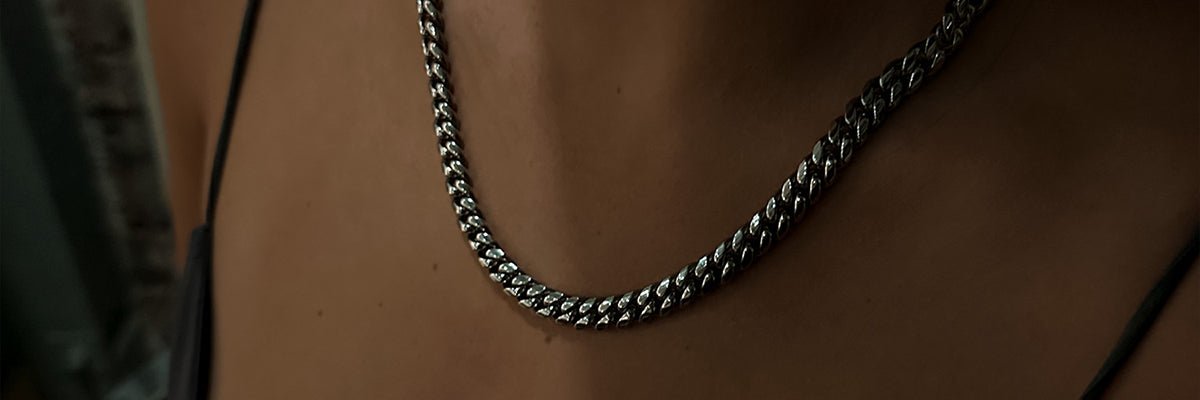8mm Miami Cuban Link chain in silver on female neck