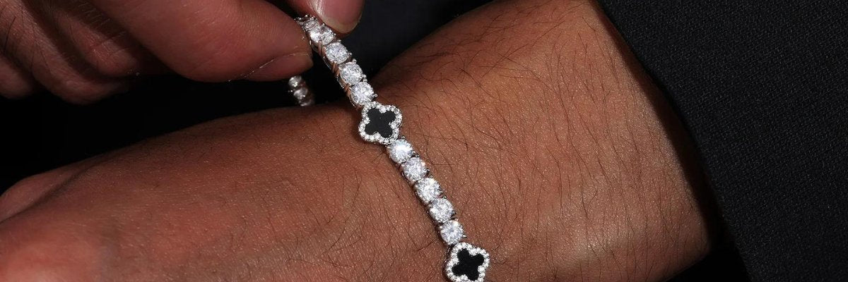 moissanite sterling silver clover bracelet