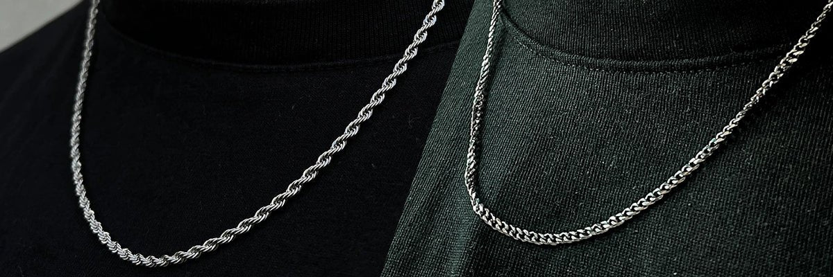 3mm silver cuban chain and rope chain