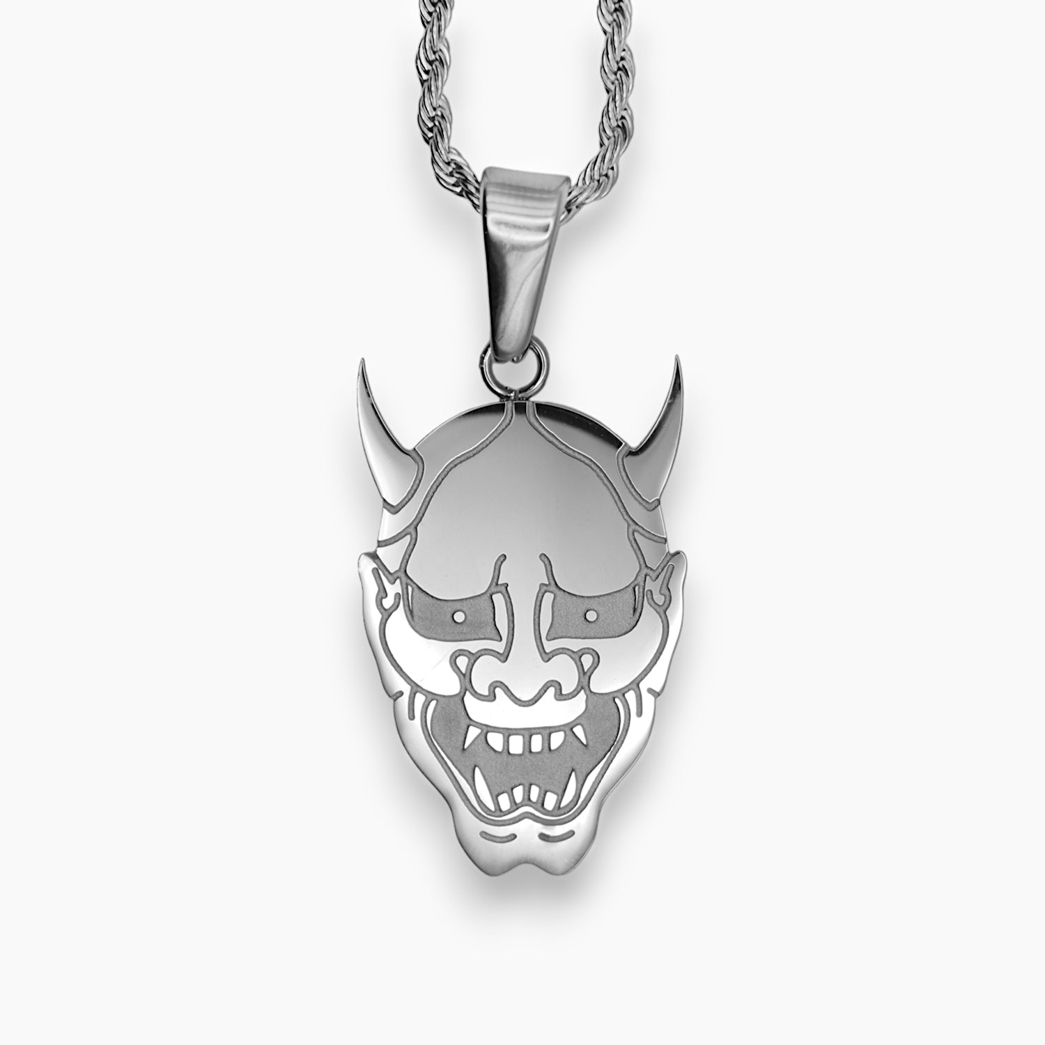 silver oni mask pendant